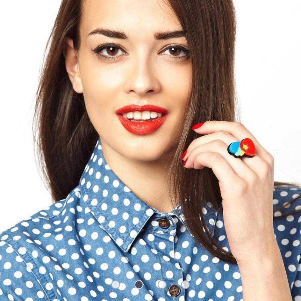 RARE Tatty Devine for ASOS plexi rainbow Heart Ring